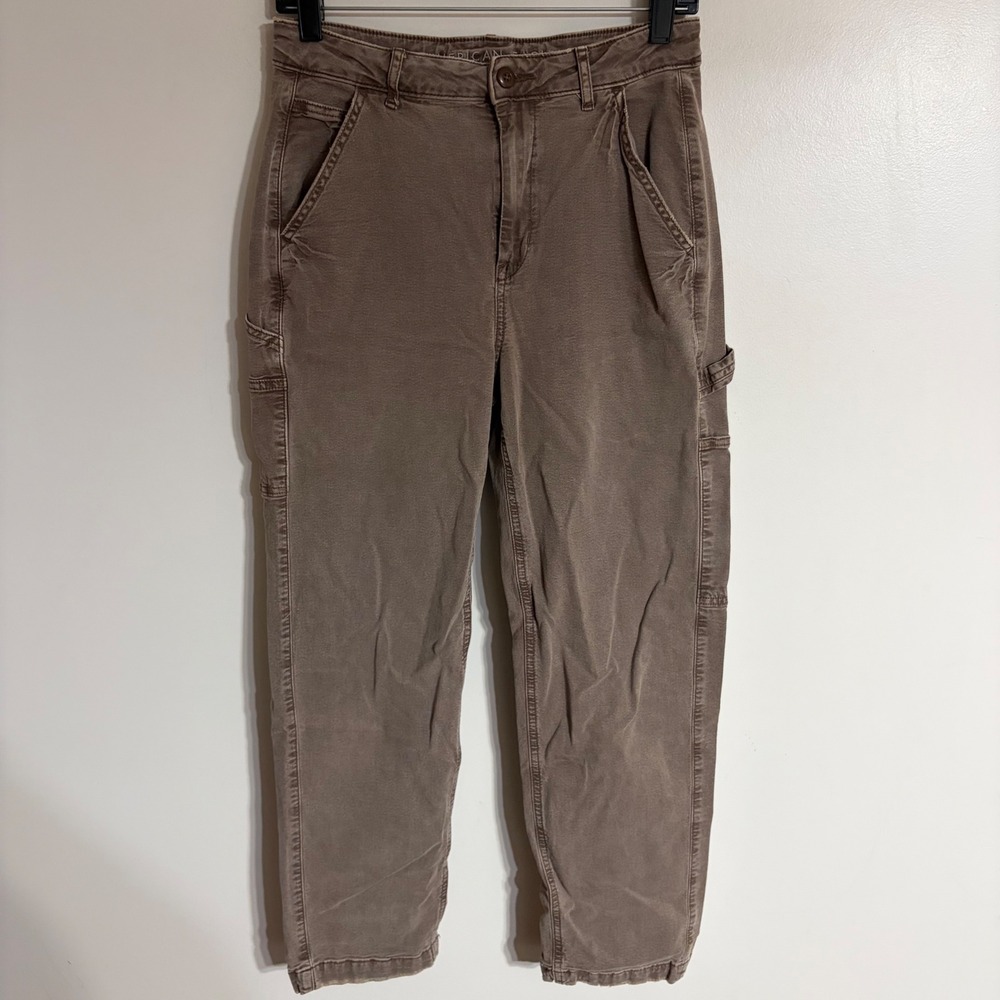 American Eagle Brown Carpenter Pants High Rise Utility Stretch Women Size 6